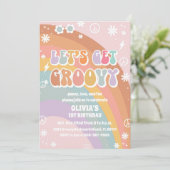 レトロな虹の誕生日招待状 招待状 (スタンド正面)