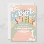 レトロな虹の1歳誕生日招待状 招待状 (正面)