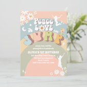 レトロな虹の1歳誕生日招待状 招待状 (スタンド正面)