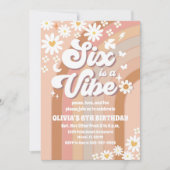 レトロな虹の6歳誕生日招待状 招待状 (正面)