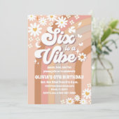 レトロな虹の6歳誕生日招待状 招待状 (スタンド正面)