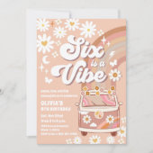 レトロな虹の6歳誕生日招待状 招待状 (正面)