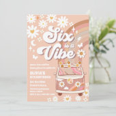 レトロな虹の6歳誕生日招待状 招待状 (スタンド正面)