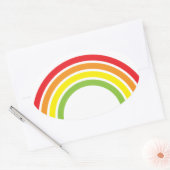 レトロな虹ハート 楕円形シール (封筒)