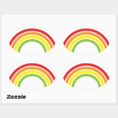 レトロな虹ハート 楕円形シール (シート)