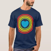 レトロな虹ハート Tシャツ (正面)