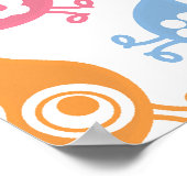 レトロな虹色のひよこたち カラフル ファン カスタム ポスター (角)