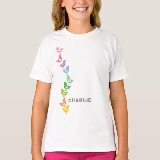 レトロな虹色のウサギ イースターTシャツ, かわいい Tシャツ (正面)
