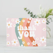 レトロな虹色のキュートなデイジー感謝カード 招待状 (スタンド正面)