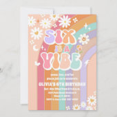 レトロな虹色のダイシーの誕生日招待状 招待状 (正面)