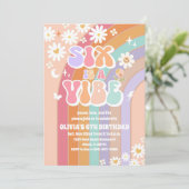 レトロな虹色のダイシーの誕生日招待状 招待状 (スタンド正面)