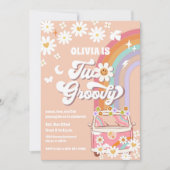 レトロな虹色のデイジー誕生日招待状 招待状 (正面)