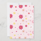 レトロな虹色のデイジー グルービー ピンクのブライズシャワー 招待状 (裏面)