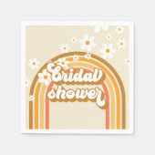 レトロな虹色のデイジー グルービー ブライダルシャワー スタンダードカクテルナプキン (正面)