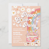 レトロな虹色のヒッピーバースデー招待状 招待状 (正面)