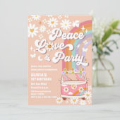 レトロな虹色のヒッピーバースデー招待状 招待状 (スタンド正面)