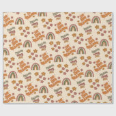 レトロな虹色の花のクリスマス ラッピングペーパー (フラット)