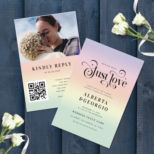 レトロな虹色LGBTQ ゲイ プライド ウェディング オール イン ワン 招待状