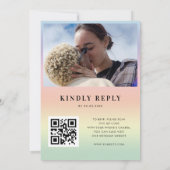 レトロな虹色LGBTQ ゲイ プライド ウェディング オール イン ワン 招待状 (裏面)