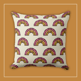 レトロな虹 ヴィンテージ カリフォルニア サーファー カラー クッション