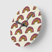 レトロな虹 ヴィンテージ カリフォルニア サーファー カラー ラウンド壁時計 (傾斜)