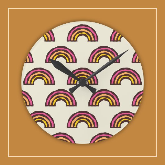 レトロな虹 ヴィンテージ カリフォルニア サーファー カラー ラウンド壁時計