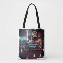 レトロな街並みアート 1940年代のクラシックカー トートバッグ