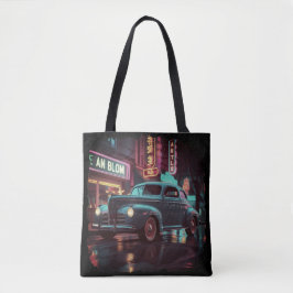 レトロな街並みアート 1940年代のクラシックカー トートバッグ