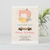 レトロな裁縫をテーマにした誕生日招待状 招待状 (スタンド正面)