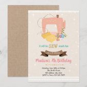 レトロな裁縫をテーマにした誕生日招待状 招待状 (正面/裏面)