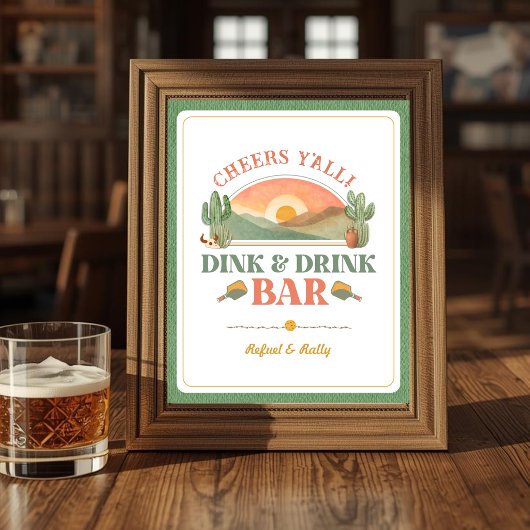 レトロな西部風ピクルボール Dink & Drink バーサイン