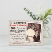 レトロな記念日パーティーの招待状（写真付き） 招待状 (スタンド正面)