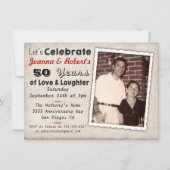 レトロな記念日パーティーの招待状（写真付き） 招待状 (正面)