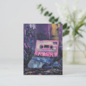 レトロな記憶のデニムとカセットテープ ポストカード (スタンド正面)