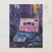 レトロな記憶のデニムとカセットテープ ポストカード (正面)