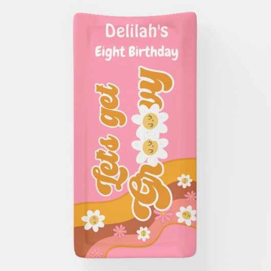 レトロな誕生日を楽しもうヴィンテージ 横断幕 (縦)