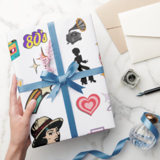 レトロな誕生日ギフトラッピング紙，家族，友人 ラッピングペーパー