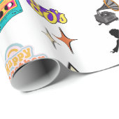 レトロな誕生日ギフトラッピング紙，家族，友人 ラッピングペーパー (ロールコーナー)