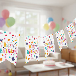 レトロな誕生日コンフェッティバンティングフラッグ バンティングフラッグ