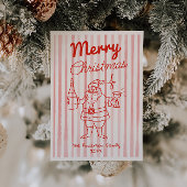 レトロな赤いお祭りサンタシャンパンクリスマス シーズンカード