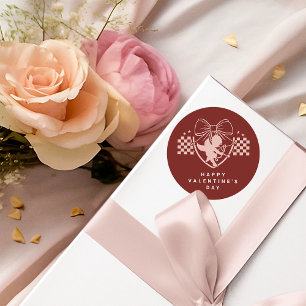 レトロな赤いキューピッドの独身バレンタインデーパーティー ラウンドシール