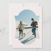 レトロな赤いクリスマスパーティーのストライプ招待状 招待状 (裏面)