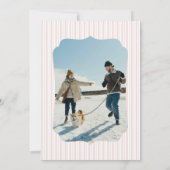 レトロな赤いクリスマスパーティーのストライプ招待状 招待状 (裏面)