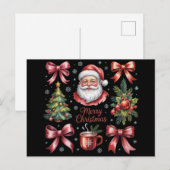 レトロな赤いコケッティなクリスマスキュートなXmasホリデー シーズンポストカード (正面/裏面)