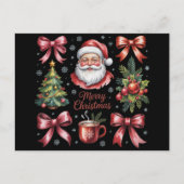 レトロな赤いコケッティなクリスマスキュートなXmasホリデー シーズンポストカード (正面)
