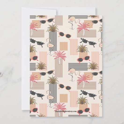 レトロな赤いサングラス バースデー招待状 (裏面)