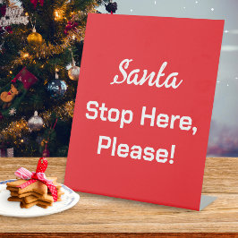 レトロな赤いサンタストップのクリスマスデコレーション 台座サイン