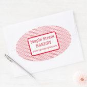 レトロな赤いストライプのパン屋のロゴ 楕円形シール (封筒)