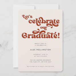 レトロな赤いタイポグラフィーの卒業パーティー 招待状