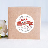 レトロな赤いトナカイのクリスマスカスタム ラウンドシール